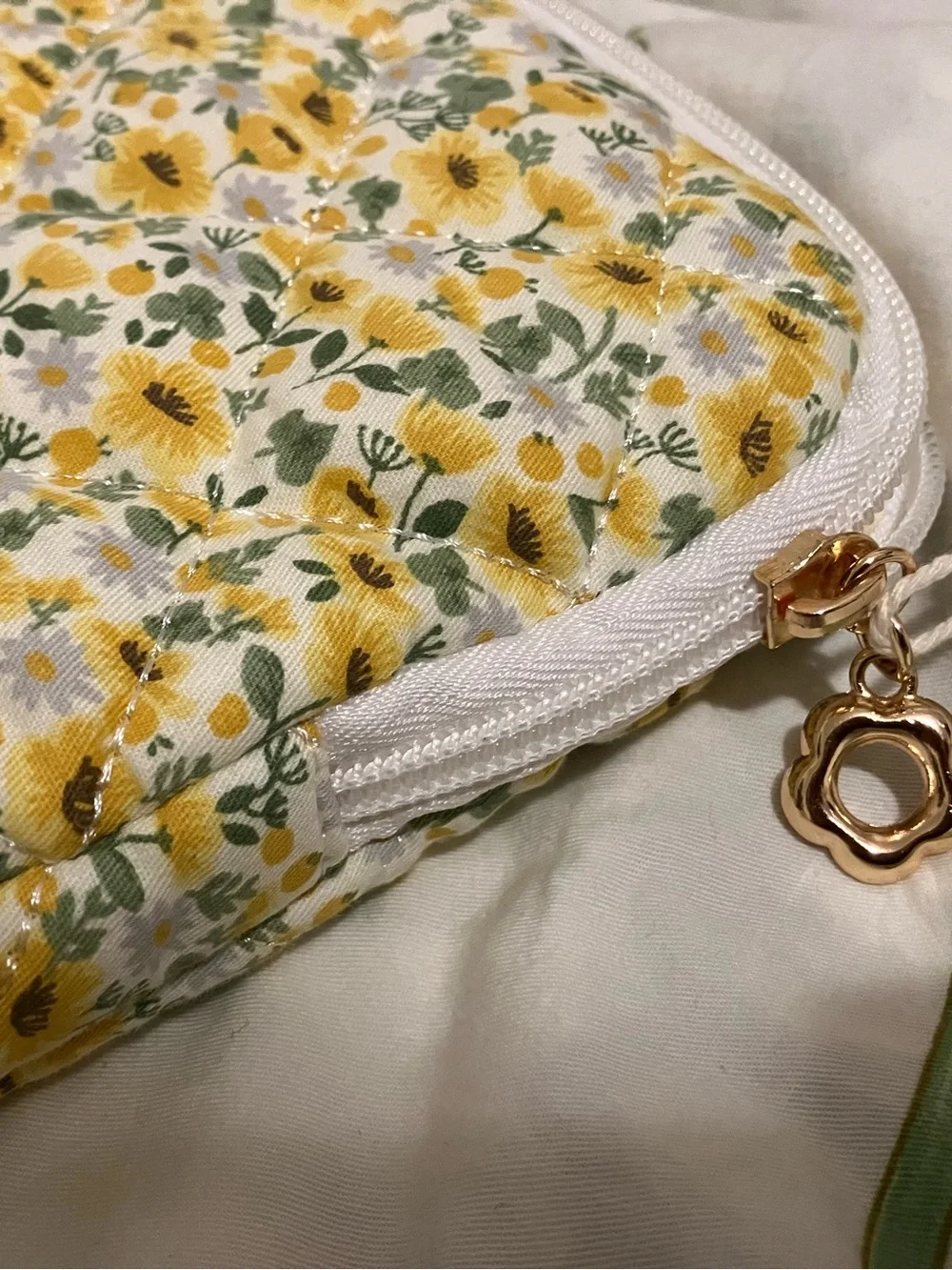 Yellow Floral Quilted Laptop Sleeve